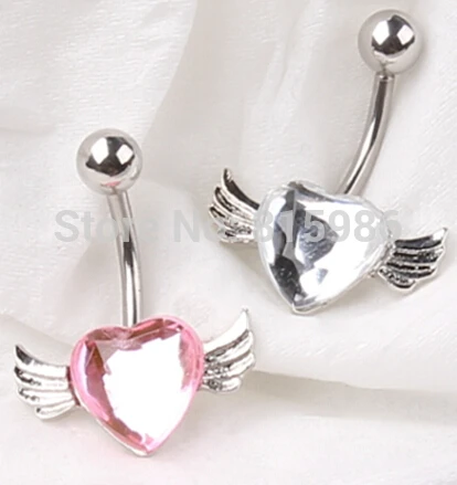 Trendy Lover Wing Dangle Plugs and Tunnels Navel Body Piercing Navel Belly Button Ring Belly Bars Body Jewelry