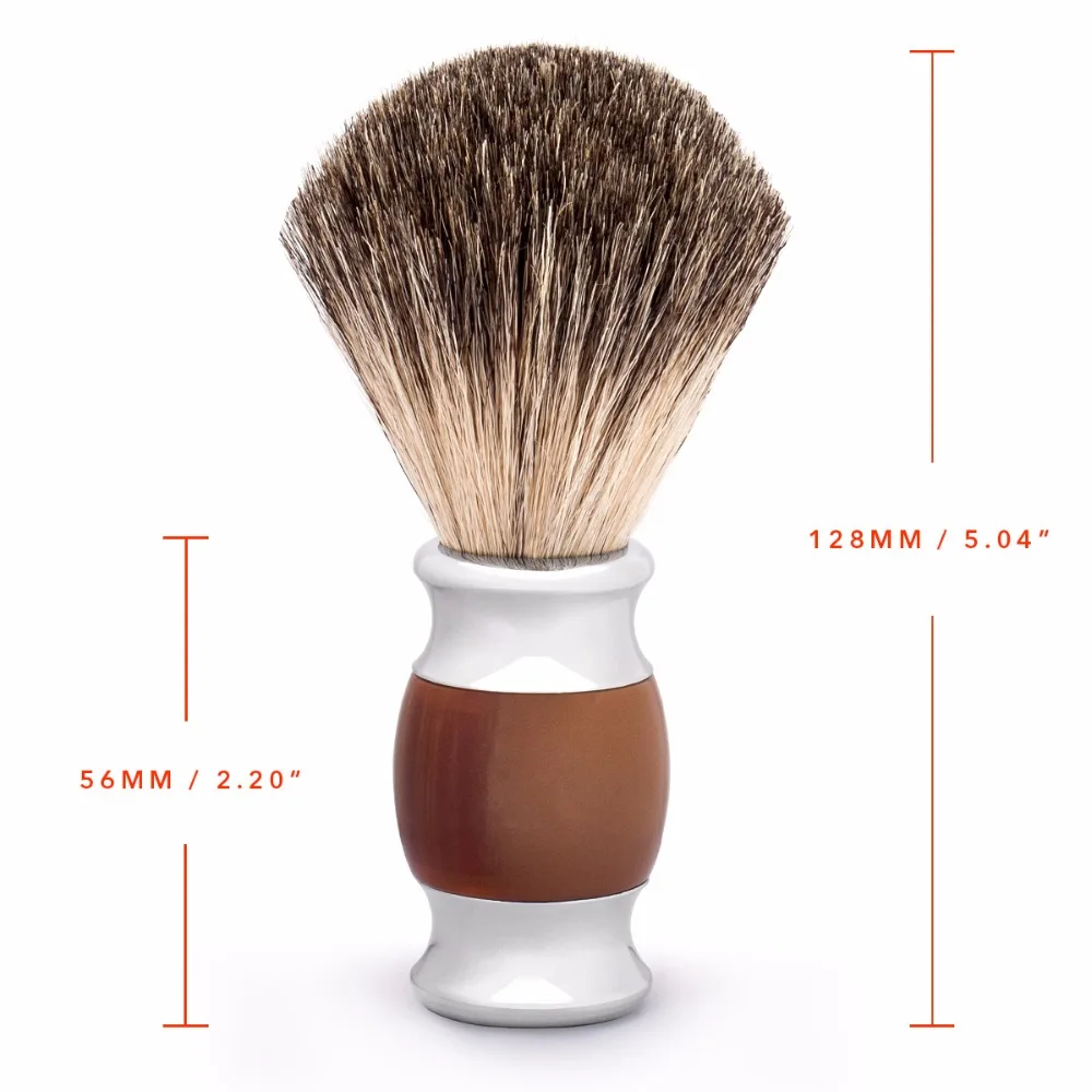 Qshave-brocha de afeitar de pelo de tejón puro para hombre, 100% Original para doble borde, seguridad recta, maquinilla de afeitar clásica,