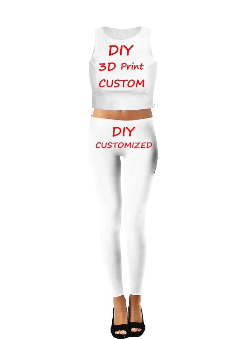 Débardeur Blanc pour Femme, Leggings à Personnaliser avec Photo ou Logo, Leggings en Modal, Impression 3D, DIY