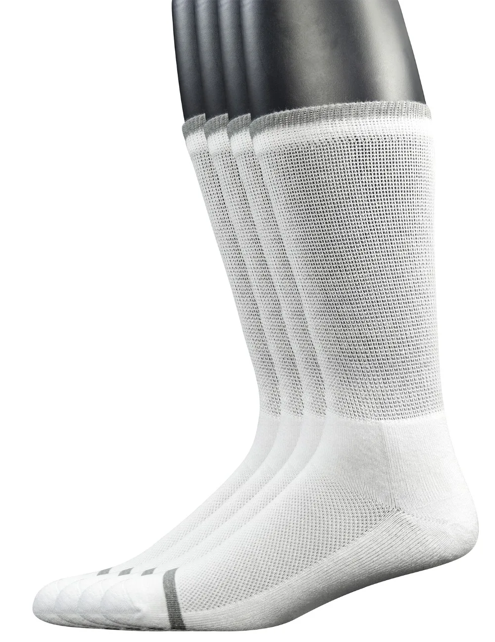 Men's 4 Pairs Bamboo Diabetic Crew Socks with Seamless Toe and Cushion Sole