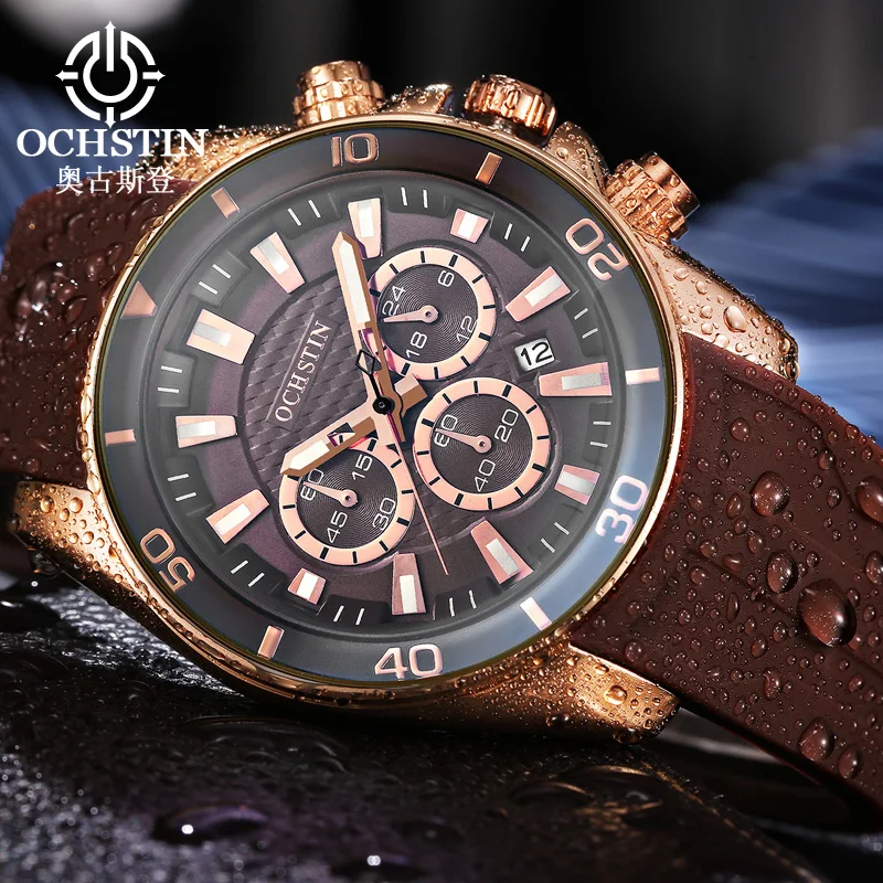 2017 OCHSTIN Kasual Olahraga Jam Tangan Pria Atas Merek Mewah pria Quartz Silicone Army Militer Wrist Watch pria Jam relogio