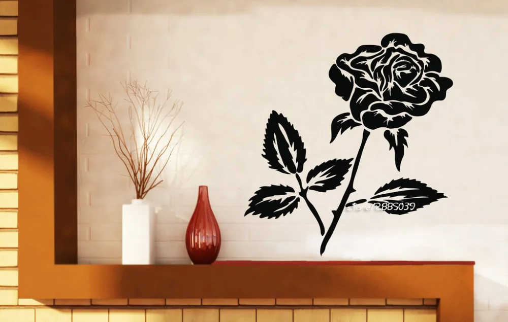 

Bud Rose Thorns Leaves Wall Stickers Beautiful Flower Vinyl Wall Decals Home Decor Wallpaper High Quality Wall Tattoo SA828