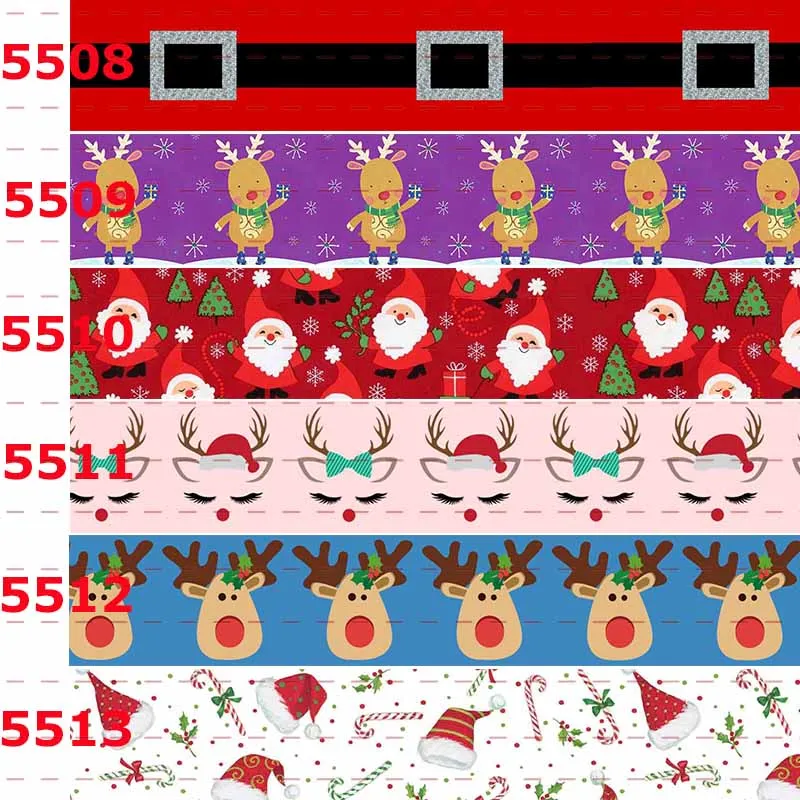 New sales 50 yards Santa Claus Merry Christmas printed grosgrain ribbon