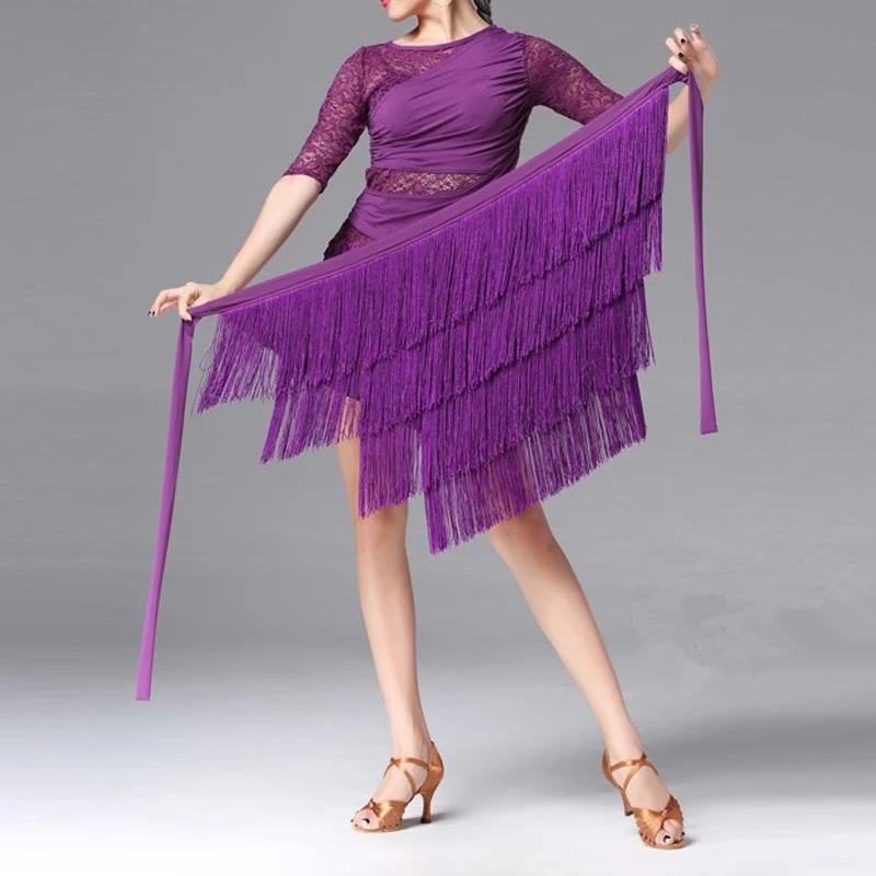 2024 New Latin dance skirt Women irregular hip scarf Professional Dancing WearTassel Fringe Big Bottom Skirts Clothes