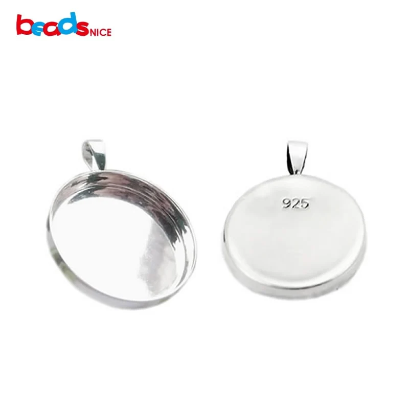 Beadsnice ID26726smt17 Sterling Silver 925 wisiorek Bezel Cup do ustawień Fit Square 25mm zdjęcie wisiorek podstawy tace