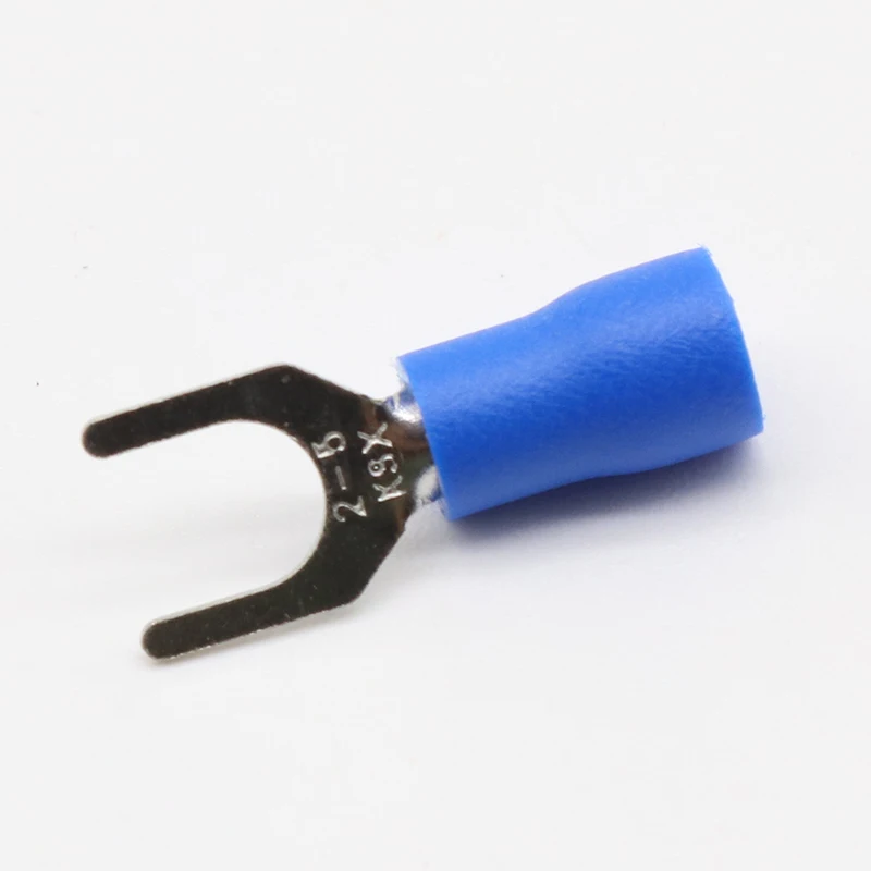 SV2-5 Blue Furcate Insulated Wiring Terminals Cable Wire Connector 100PCS/Pack Insulating Cable Lug terminals SV2.5-5 SV