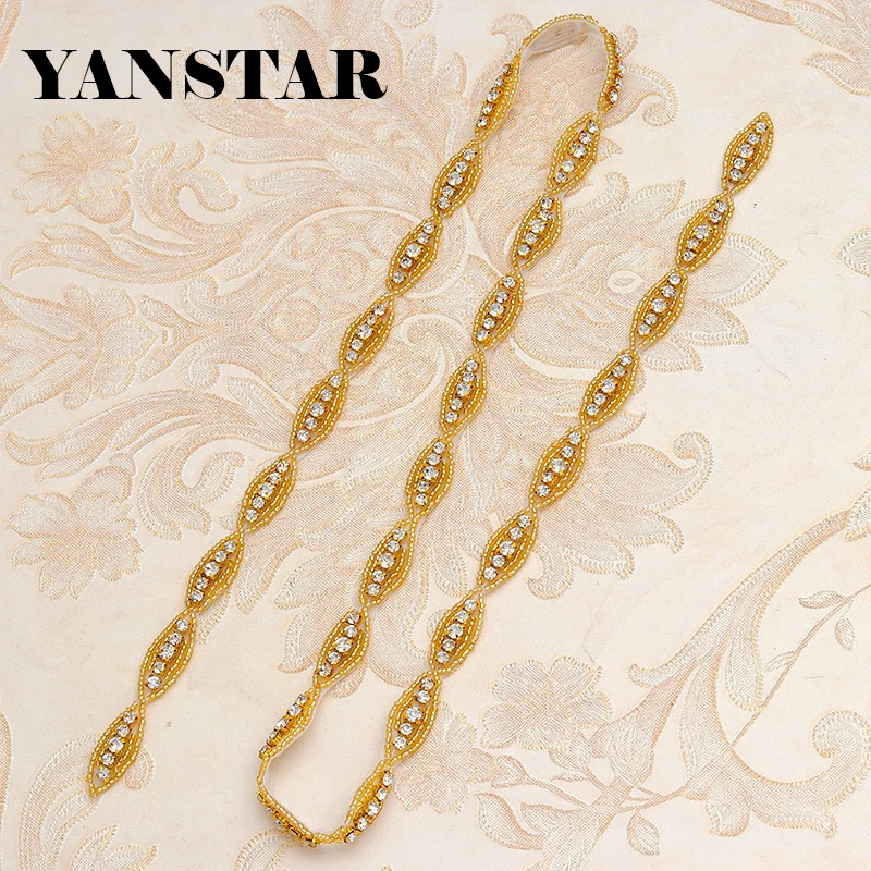 

YANSTAR (30 Yards) Wholesale Wedding Dress Belt Rhinestone Applique Sew On For Bridal Gown Sash DIY Bridal Belt YS882