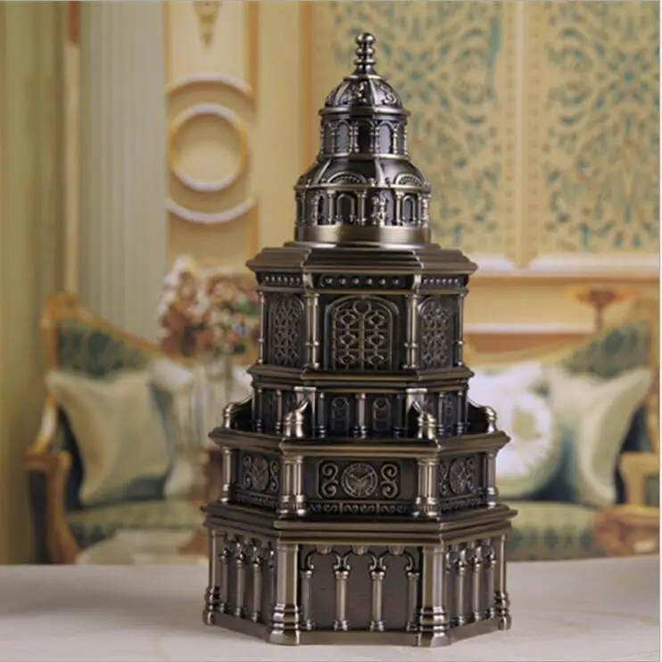 Europe Ancient building church  toothpick holder automatic toothpick holder metal toothpick dispenser tooth pick holder YQT026C