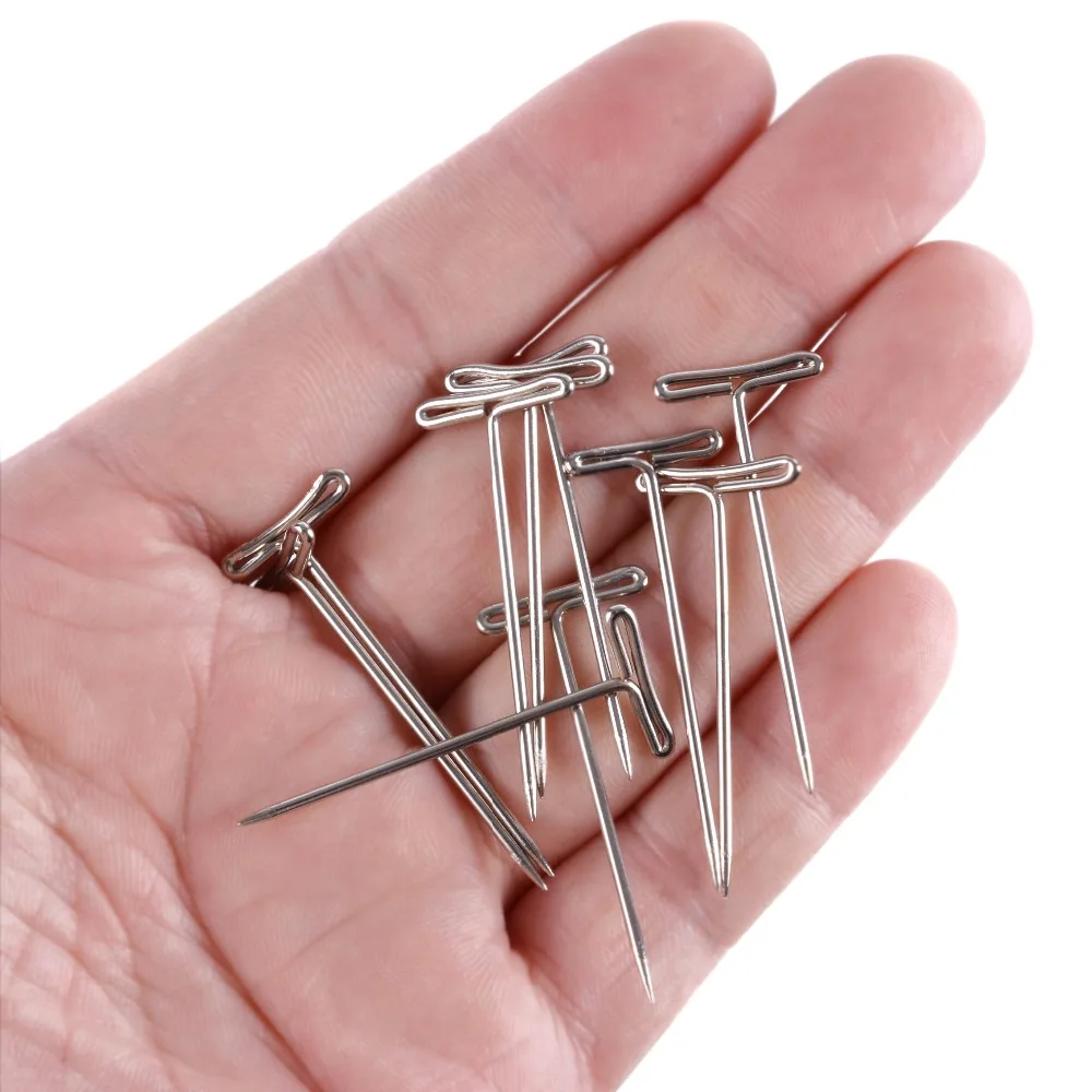 100szt T-PINS (32mm) Do Peruki Na Pianowej Głowy Styl T Pin Igła Manekina Typ Głowy Szycie Salon Fryzjerski — zdjęcie 5