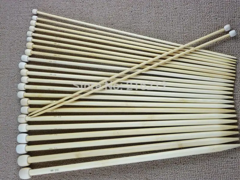 

18 pairs/lot 14" 35cm 2.0mm-10 mm Size Bamboo Smooth Single Pointed Knitting Needles, Hand Tailor Knitting Needles