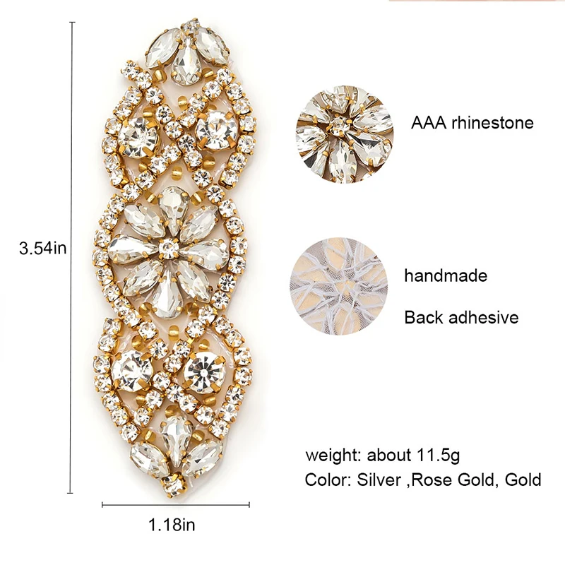 YANSTAR 50 pieces Wholesale Wedding Dress Belt Rhinestone Applique Handmade Crystal Dress Accessories Bridal Dress Belts YS853