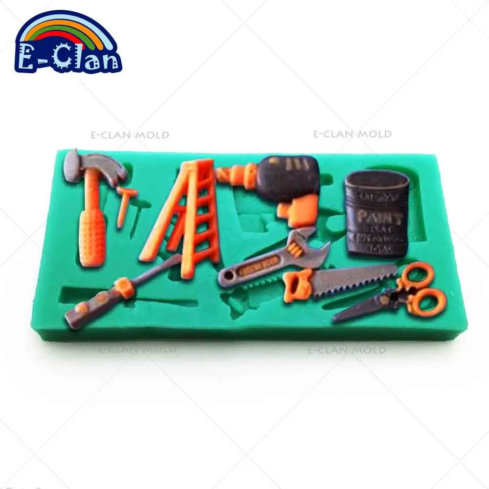 New DIY hardware tools spanner scissors saw silicone fondant molds cake decorating tools cake tools chocolate mould F0035GJ30