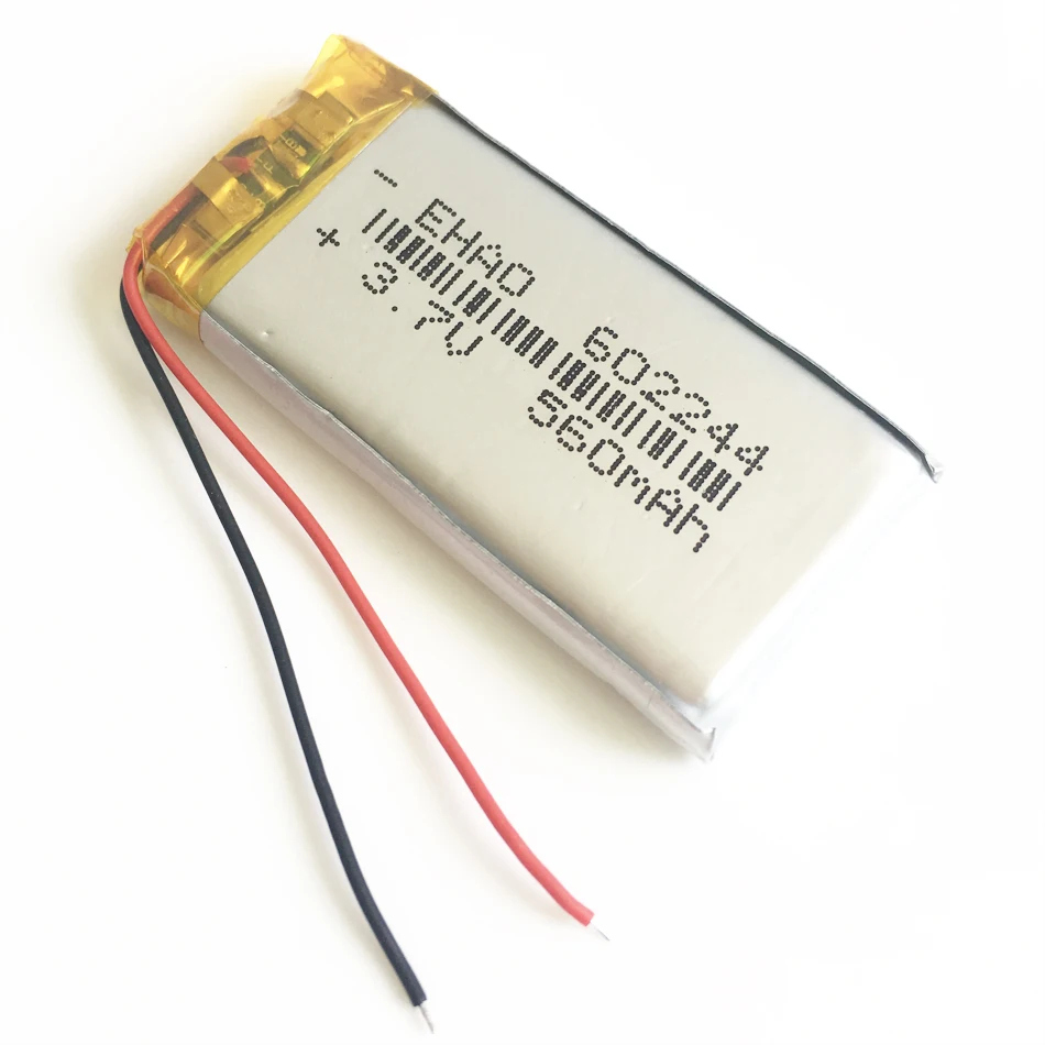 3.7V 560mAh Lithium Polymer LiPo Rechargeable Battery 602244 For Mp3 GPS PSP Vedio Game Speaker Bluetooth