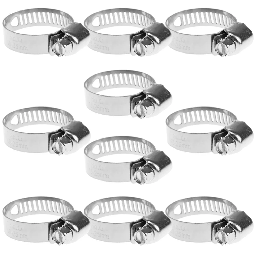 10Pcs Stainless Steel Adjustable Drive Hose Clamp Fuel Line Worm Clip 3/4"-1" -Y103