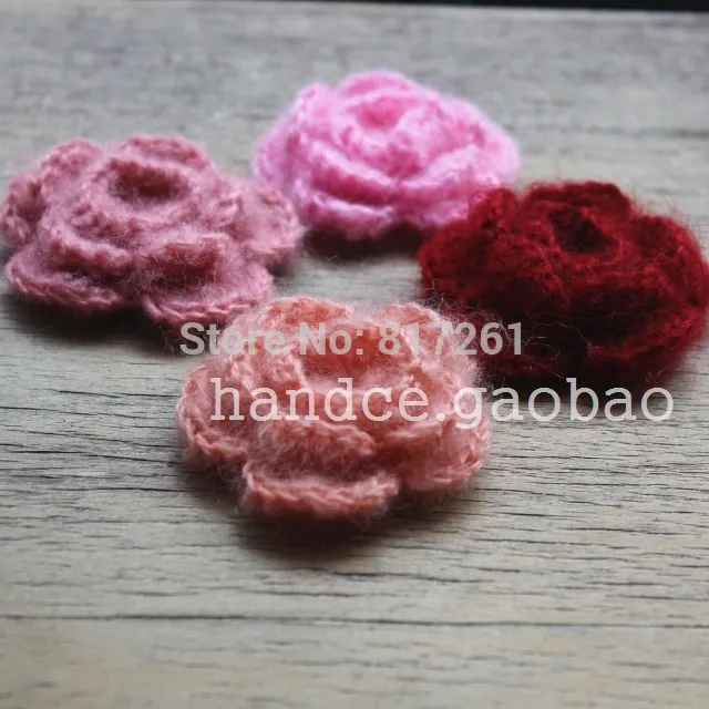 2016 new arrival  fashion 30pic/lot 3 layer cotton crochet flowers as Christmas tree decoration with flower for happiness