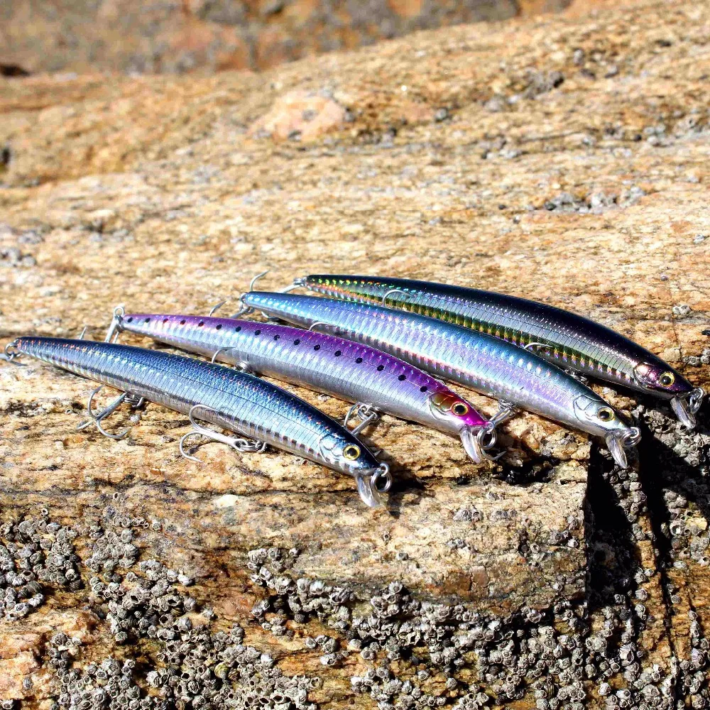 AOCLU Floating Long Cast Minnow 150mm 18.0g Diving 0.5-1m Hard Bait Crank Lure Weight Transfer Bass Tuna Boat Fishing VMC Hook