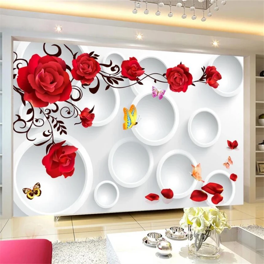 beibehang Custom wallpaper 3D mural circle rose romantic love background wall living room bedroom wall papers home decor mural