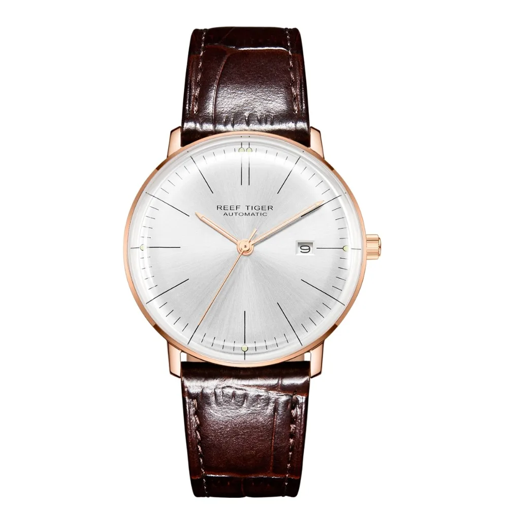 Reef Tiger Classic Serier RGA8215 Men Fashion Business Dress Ultra Thin Automatic Self-wind Mechanical Wrist Watch - Rosegold