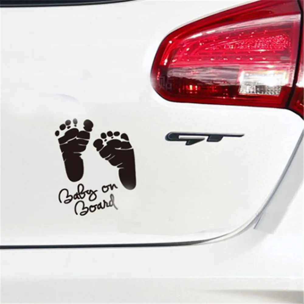 1Pcs Four Colors 16 * 13cm Cute 3D Baby Feet Reflective Baby On Board Car Sticker Warning Sticker Family Baby Protection