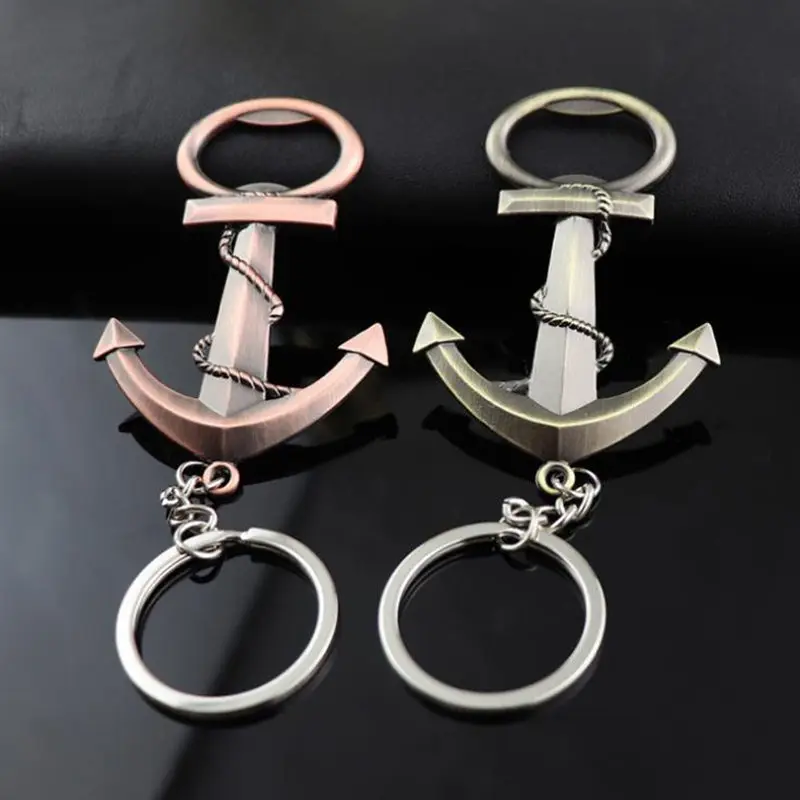 Retro Simple Anchor Pendant Bottle Opener Keychain Metal Beer Bottler Key Chain Multi-function Key Ring F20173787