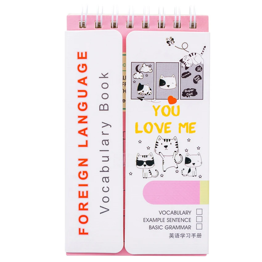 Vocabulary Notebook Cartoon English Word Coil Book Hand Memo Book Portable Notebook Word Diary Notepad Stationery Kids Gift