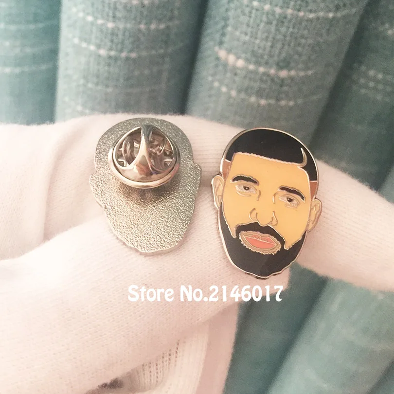 10pcs Wholesale Musician Meme Lapel Pins and Brooch Drake Head Enamel Pin Champagne Music Metal Badge Art Gift 1'' Popular Craft