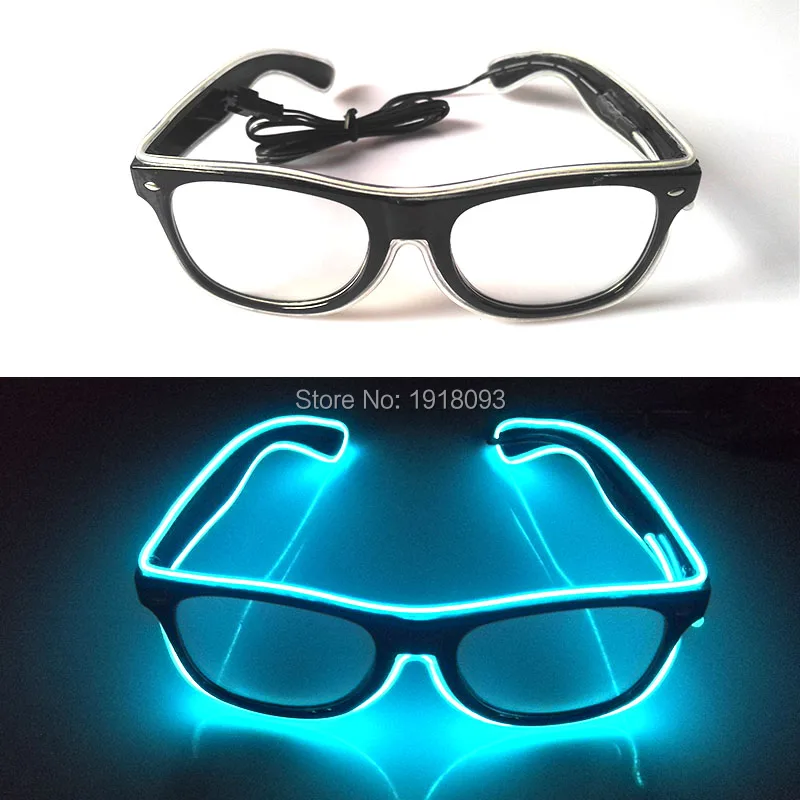 

Free Shipping 10pieces Wholesale EL Wire Flashing Sunglasses with Steady on Inverter Glowing Props