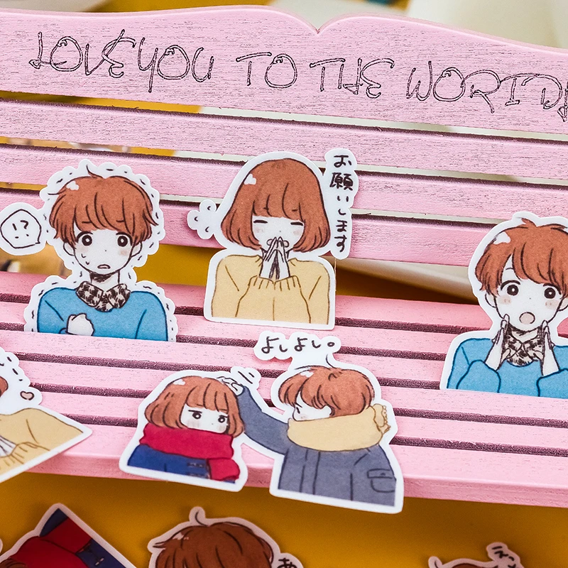 40pcs Creative Cute Self-made Couple 5 Boy Girls DIY Stickers Diary Album Decoration Scrapbooking Child Stationery Stickers