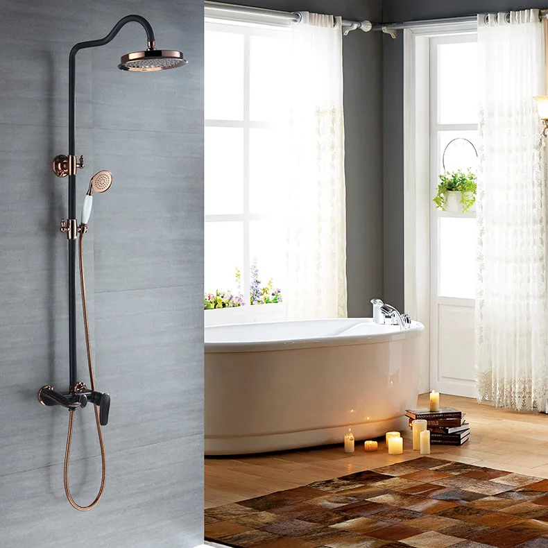 Luxury Oil Rubbed Bronze solid Brass Bath Shower Faucet Set 8