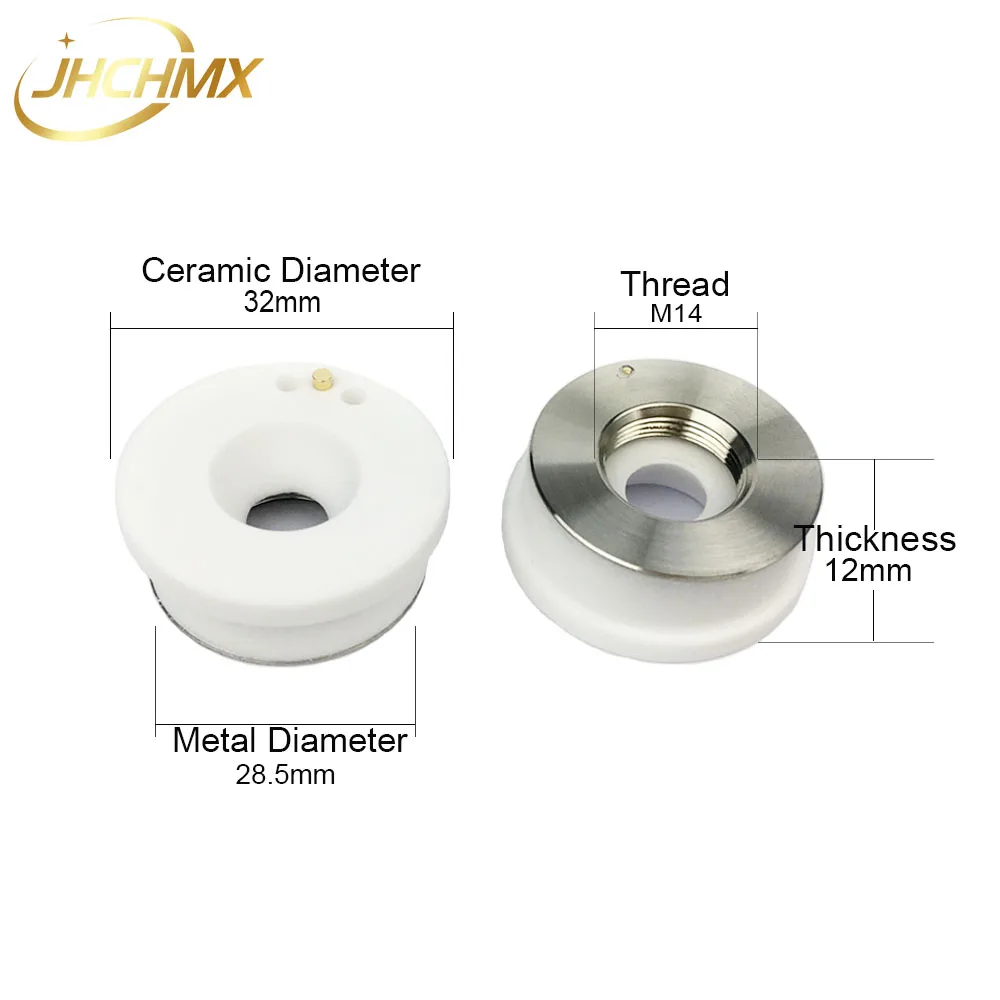 JHCHMX เลเซอร์เซรามิค Dia.32mm M14 Raytools แหวนเซรามิค BT230/BT240S Empower Bodor Glorystar หัวฉีดเลเซอร์ผู้ถือ