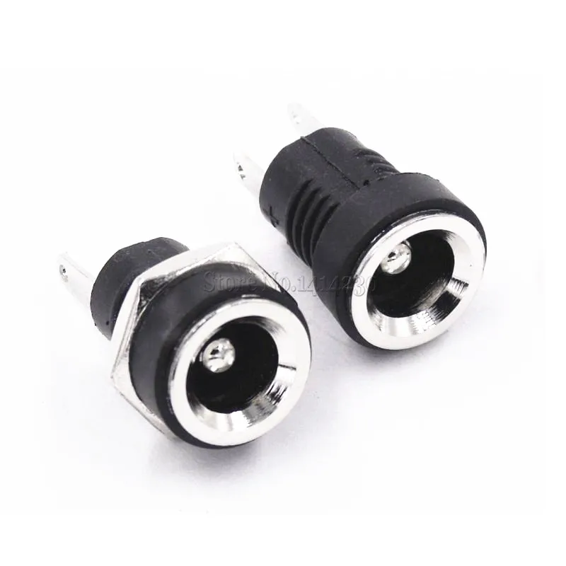 10Pcs 3A 12v for DC Power Supply Jack Socket Female Panel Mount Connector 5.5mm 2.5mm Plug Adapter 2 Terminal types 5.5*2.5