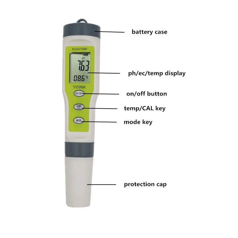 EZ9902 miernik TEMP o średnicy 3 w 1 c Tester jakości wody PH EC zastępuje testery czystości sondy narzędzie do pomiaru kwasowości dla 20% basenów