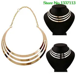 NewNew 2015 Women's Necklace Exaggerated 3 Layers Semi-Circle Statement Pendant Chain Choker Necklace  4QLN 5PZZ 86VN