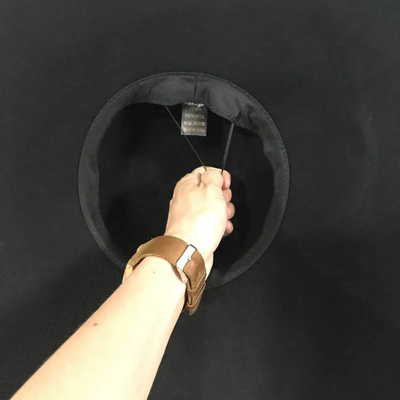 女性16cm広いつばのウールフェルト帽子シックなフロッピー暖かい冬のトリルビー帽子リボン蝶結び教会のドレス結婚式fedoraジャズ帽子
