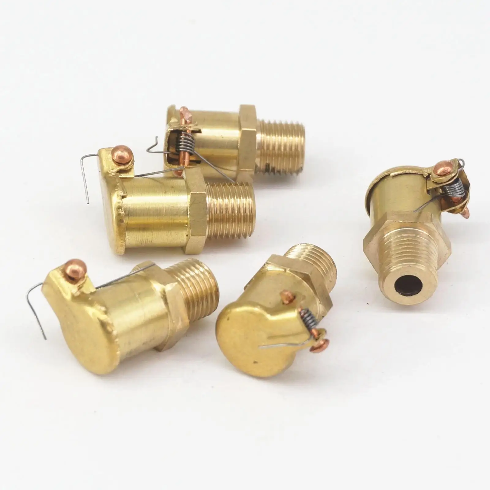 LOT 10 13mm OD M10 x 1mm Metric Male Brass Plated Zinc Alloy Grease Oil Cup Oiler Spring Flip Cap for Hit Miss Engine Motor