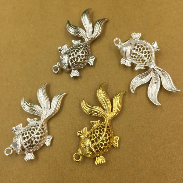 

50pc 18*33mm Alloy Charms Gold color Big Hollow Fish Charm for Wedding Jewelry Making DIY Handmade Craft wholesale