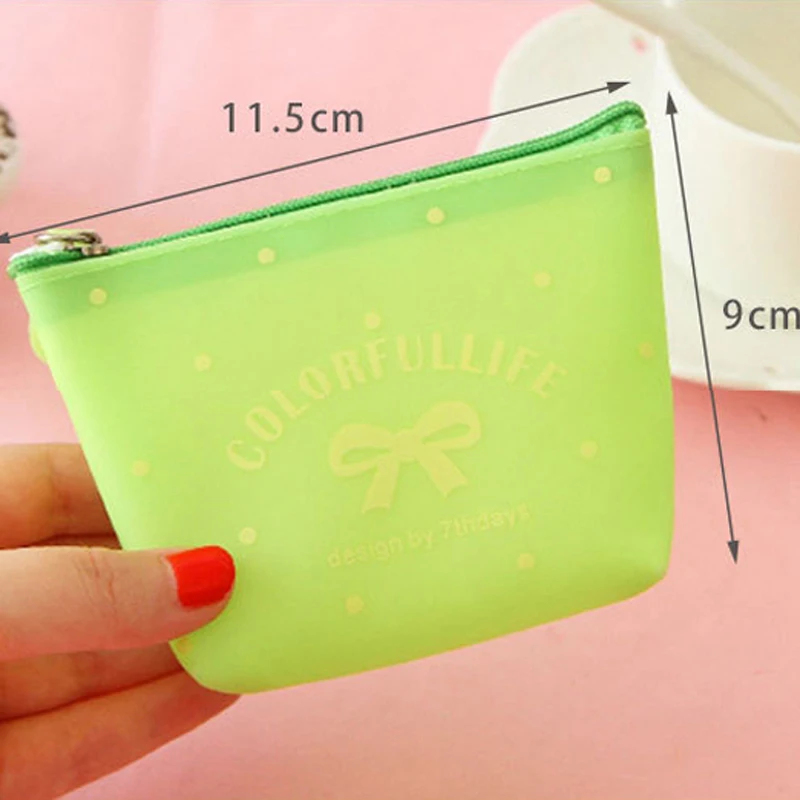 Cute Bow Purse Candy Colors Silica Gel Case Portable Storage Bag Digital Gadget Devices USB Cable Earphone Pen Travel Cosmetic