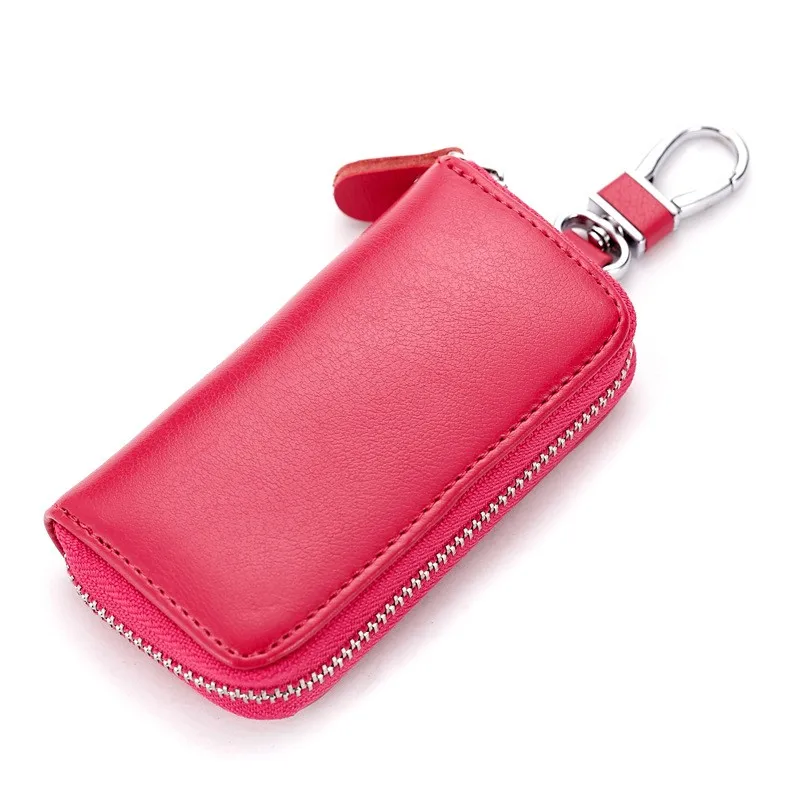 DAINCHOUL Genuine Leather Car Key Holder Wallets Organizer Coin Storage Bags Men Women Key Chain Covers Zipper Key Case Bag