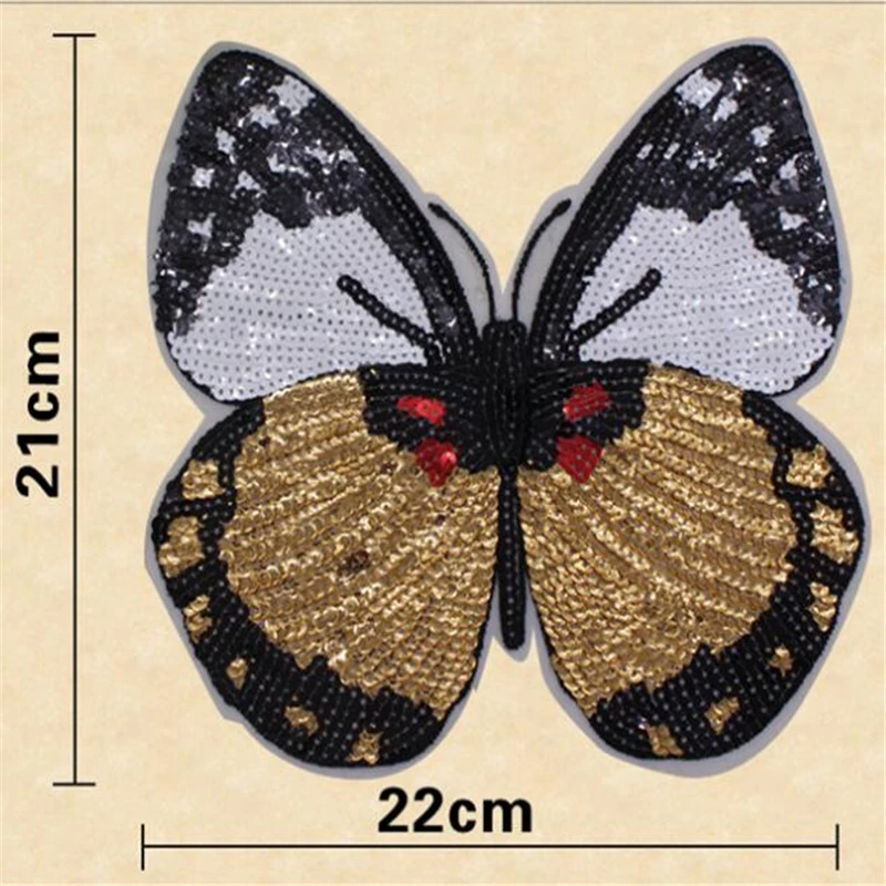 New Butterfly Embroidery lace applique paillette fabric sweater clothes Iron on patch stickers t-shirt diy decoration