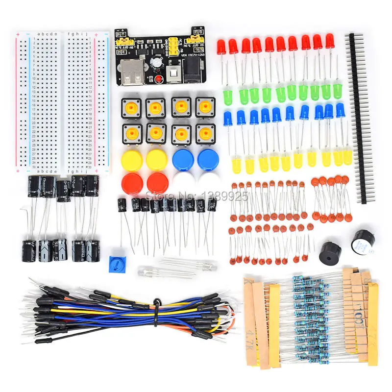 Starter Kit For Ar-du-ino Resistor Electronic Fans Kits Breadboard Cable Resistor Capacitor LED Potentiometer