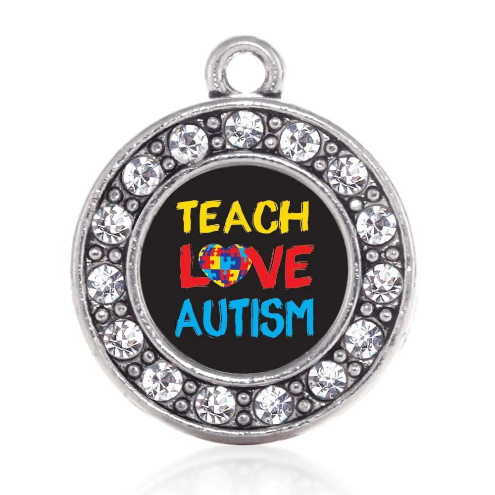 Metal Crystal Teach Love Autism Awareness Charms & Pendants Fashion Survivor Jewelry For Necklaces Bracelets Earrings Makings