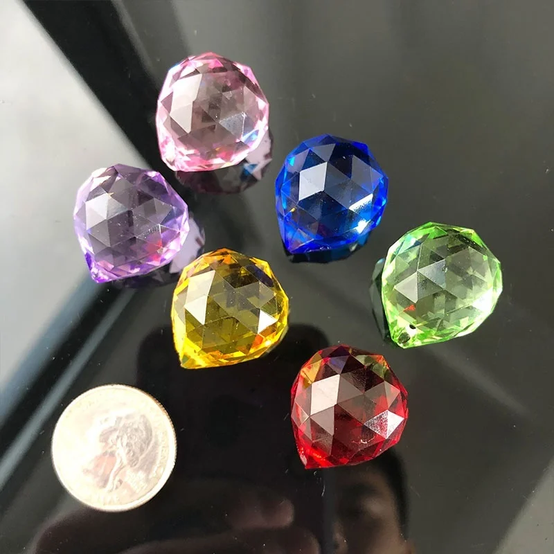 6 sztuk Rainbow kolor kryształowy żyrandol piłka pryzmat Suncatcher kryształ żarówka części wystrój 20 MM DIY Spacer paciorki