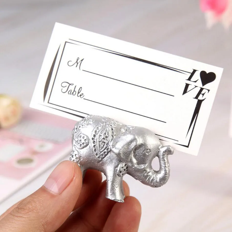 10pcs Gold/Silver Elephant Name Number Table Place Card Holder For Wedding Party Anniversary Venue Decoration