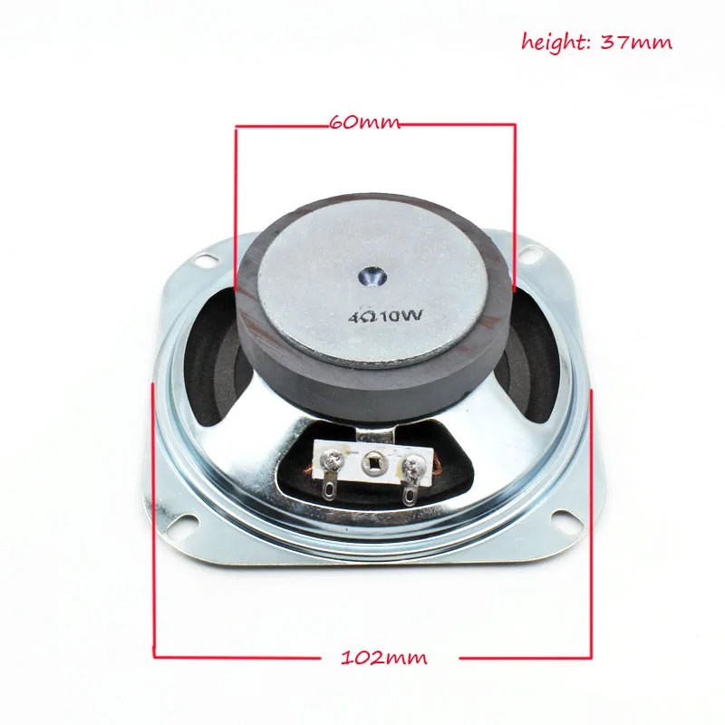 2pcs 4 Ohm 10W Loudspeaker 102MM 4 Inch Square Speaker 60MM External Magnetic Bright Cap Height 37MM