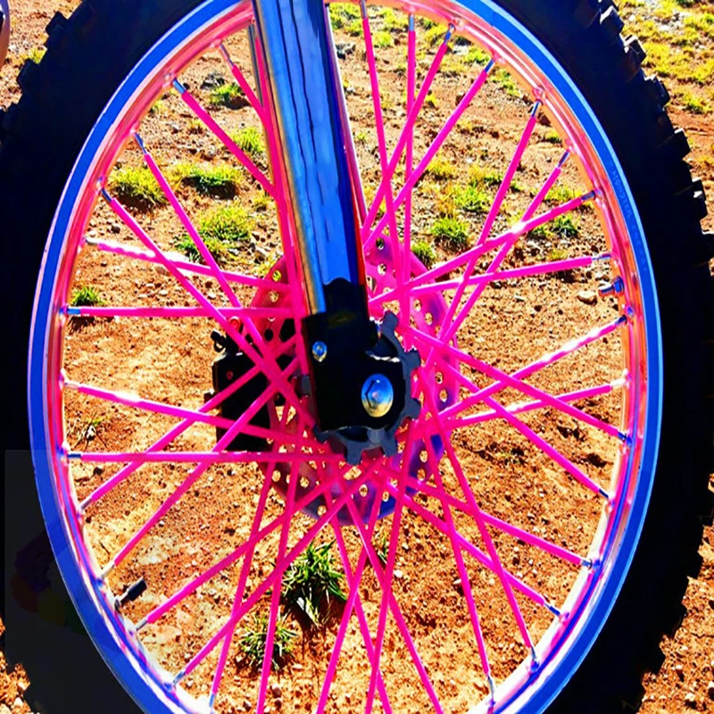 72pcs/set 24cm Motorcycle Wheel Rim Spoke Fluorescence Tube Scooter Dirt Bike Wheel Protection Cover Motorbike Decorative Spoke