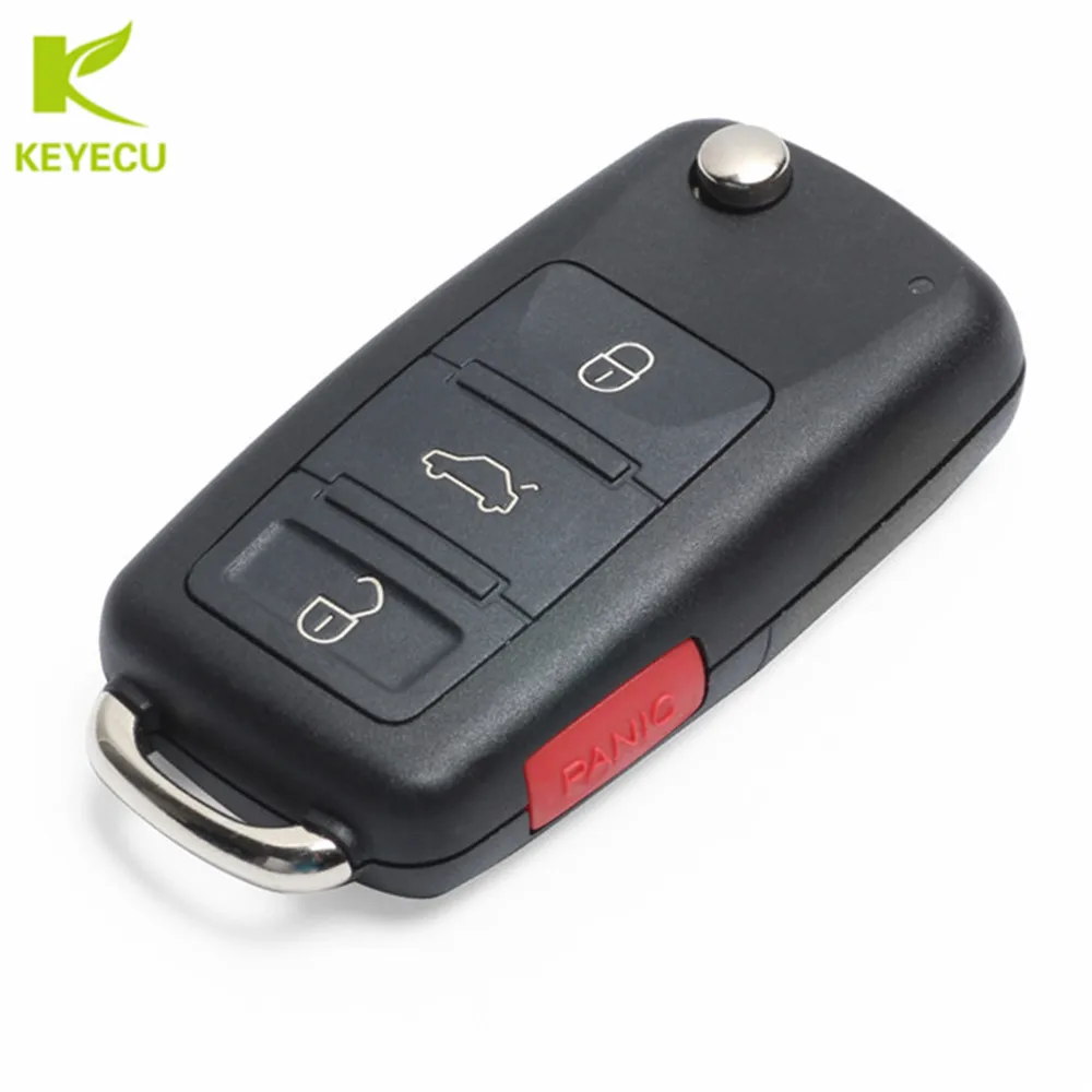 KEYECU 3 + 1 przycisk zdalny klucz składany Fob bez keyless 315 / 434MHz z chipem ID46 dla Volkswagen Touareg 2004-2011 3D0959753AK