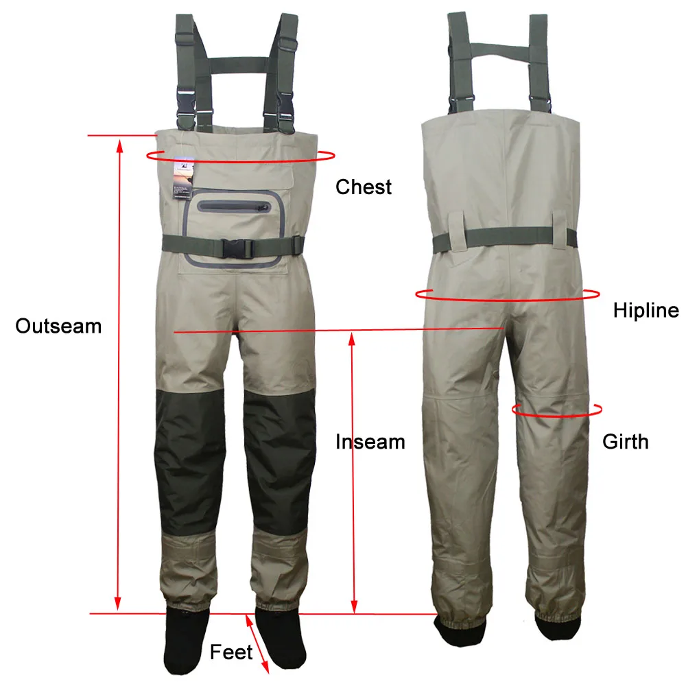 Breathable Hunting Fishing Chest Waders Waterproof and Lightweight  Fly Fishing Wader with stocking foot for Men and Women