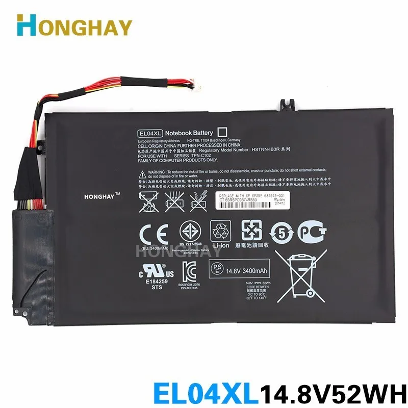 HONGHAY Original Laptop battery EL04XL for HP TPN-C102 Envy 4-1150er 4-1151er 4-1007TX 4-1008tx 4-1004TX 4-1005TX HSTNN-IB3R