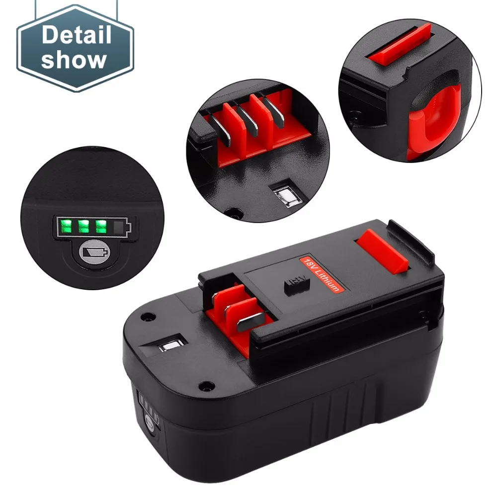 LED 18V 4500mah Li-ion Power Tool Battery For 18V black&decker