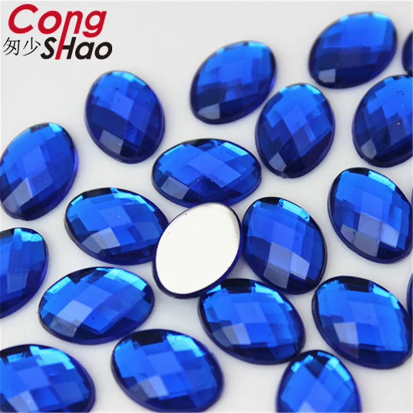 Cong Shao 100Pcs 10*14mm Colorful Acrylic Rhinestone Flat Back Oval Shape Stones And Crystals Clothing Crafts Accessories 8Y772